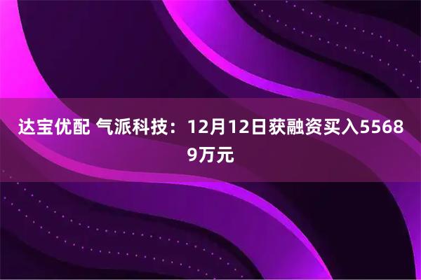 达宝优配 气派科技：12月12日获融资买入55689万元
